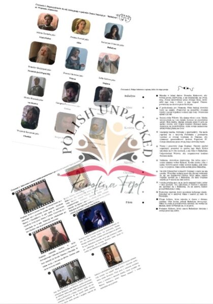 Karta pracy do filmu "Balladyna" w reż. Wojciecha Adamczyka, lektura obowiązkowa, egzamin ósmoklasisty