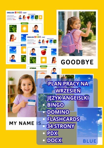 Język angielski – Wrzesień | Plan pracy + Materiały do druku | Przedszkole i Klasa 1