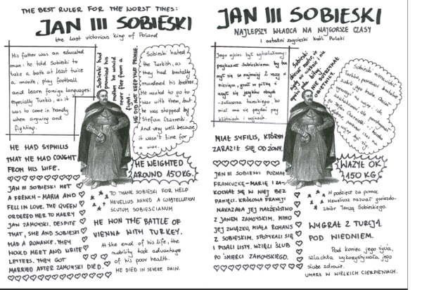 Jan III Sobieski - notatka w języku polskim i angielskim