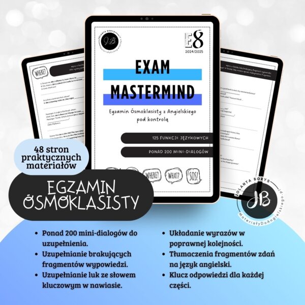 EXAM MASTERMIND: Egzamin Ósmoklasisty z Angielskiego pod kontrolą - funkcje językowe, zadania otwarte