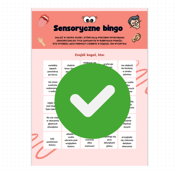 Sensoryczne bingo (karta gotowa + czysta do edycji własnej)