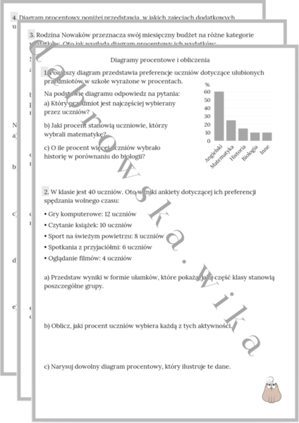 Diagramy procentowe i obliczenia - karta pracy