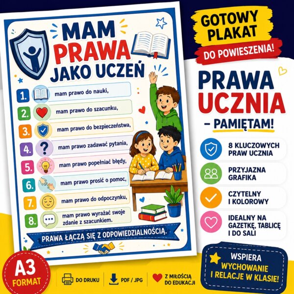 Plakat. Prawa ucznia - pamiętam!