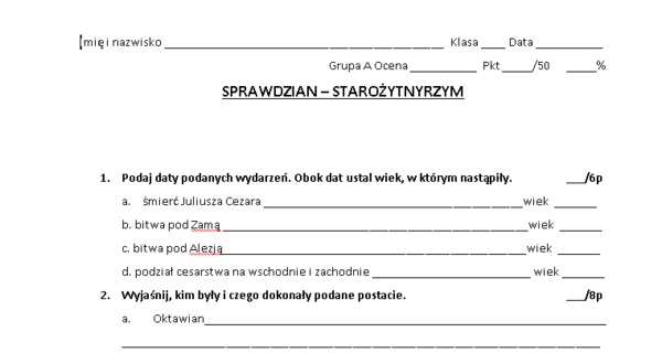 Sprawdzian - Starożytny Rzym