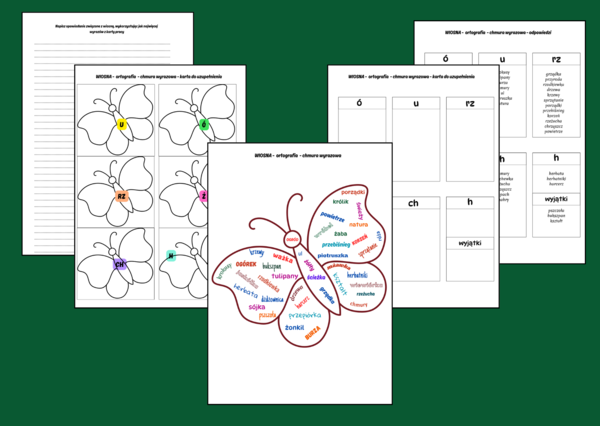 WIOSNA – CHMURA WYRAZOWA – ORTOGRAFIA – karta pracy – opowiadanie – wklejka + ODPOWIEDZI