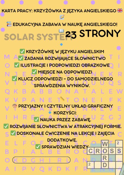 Angielski 23 strony KRZYŻÓWKI