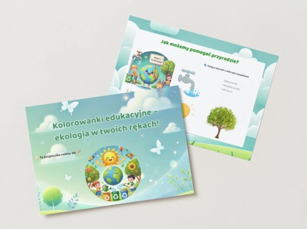 Kolorowanki edukacyjne. Ochrona zwierząt i roślin. Sortowanie śmieci. Czyste powietrze.