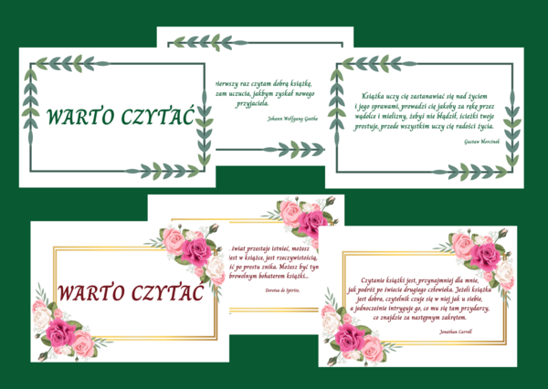 WARTO CZYTAĆ - gazetka - cytaty - 19 str. - fiszki - 2 wersje