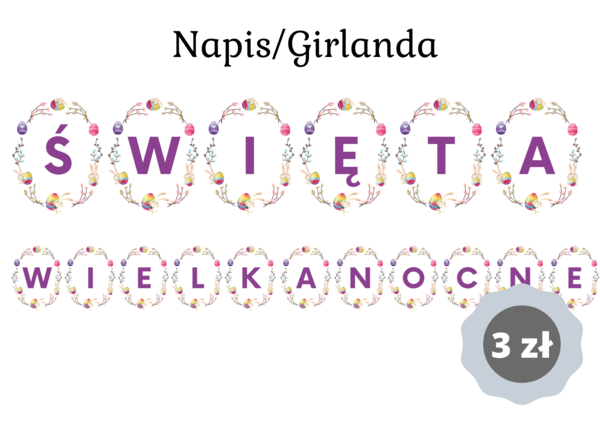 Napis/Girlanda "Święta Wielkanocne" - tylko 3 zł