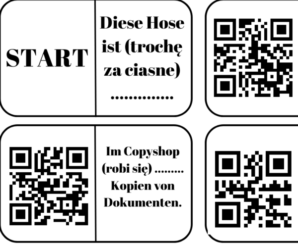 Wklejki z języka niemieckiego - domino - uzupełnij luki