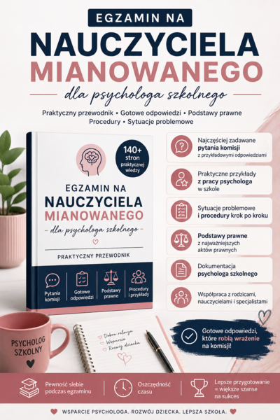 Egzamin na nauczyciela mianowanego dla psychologa szkolnego - praktyczny przewodnik | pytania, odpowiedzi, procedury i podstawy prawne