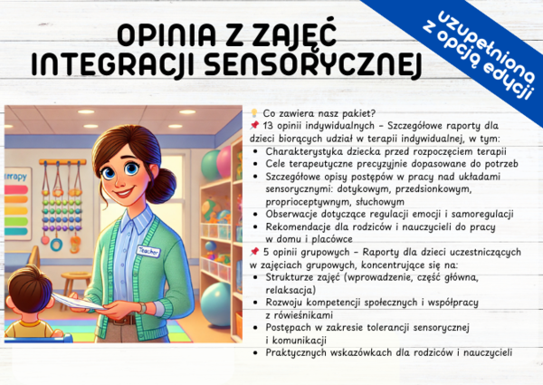 Opinia z zajęć integracji sensorycznej