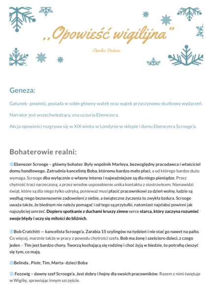 Opowieść Wigilijna- opracowanie