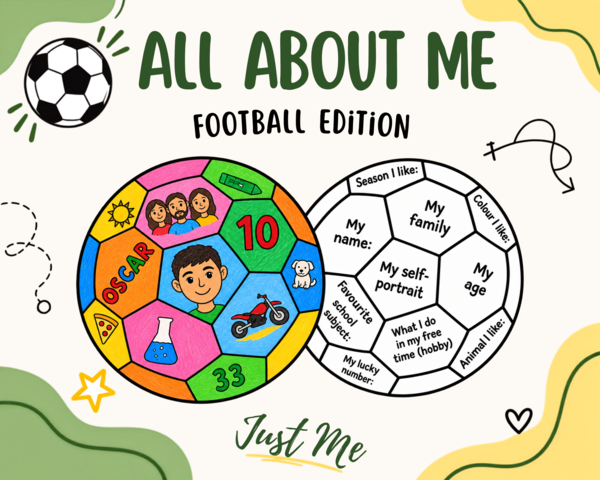 All About Me - Craft Activity - Football Edition - Back to school - Wszystko o mnie - powrót do szkoły - język angielski