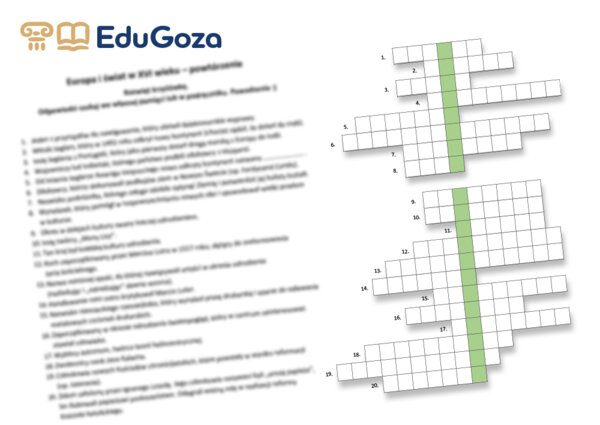 Europa i świat w XVI wieku – powtórzenie (krzyżówka dla kl. 6)