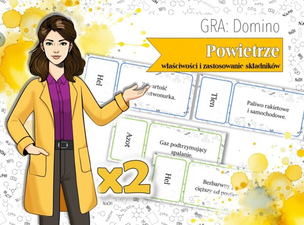 Klasa 7 Chemia. Właściwości i zastosowania składników powietrza. Domino. ZESTAW