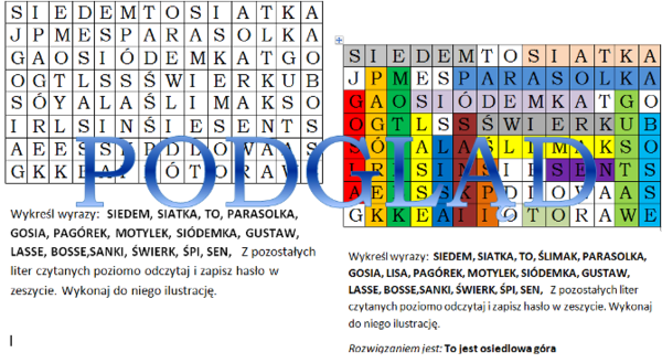 Wykreślanka - wprowadzenie litery g