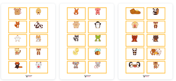 Znaczki do szatni - zwierzęta w jasnopomarańczowych ramkach