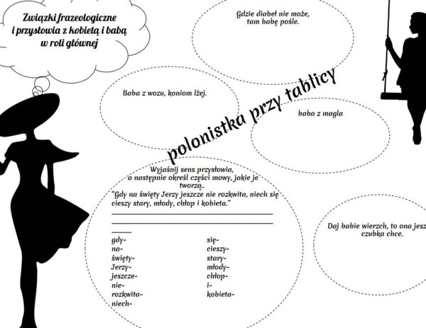 Rysunkowa karta pracy - kobieta, baba - przysłowia, frazeologia