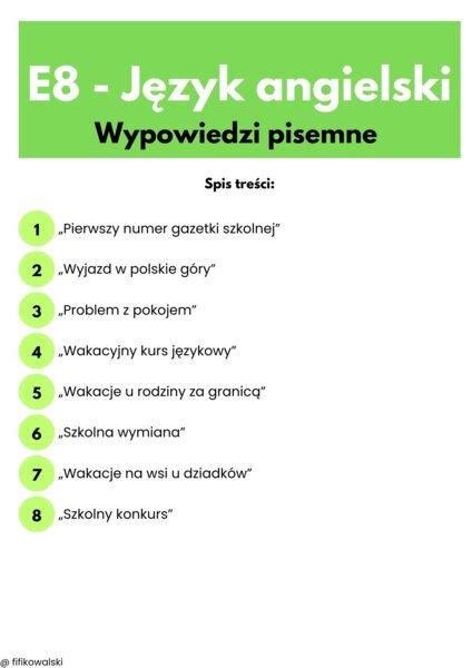 E8 - Język angielski wypowiedzi pisemne/e-mail