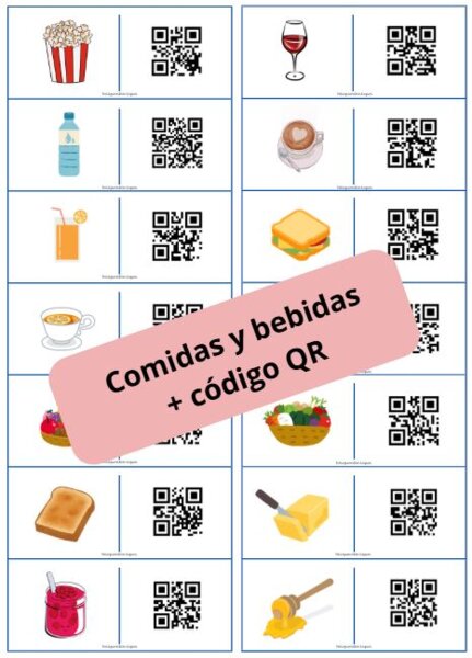Domino obrazkowe z kodami QR! (Comidas y bebidas - jedzenie i napoje)