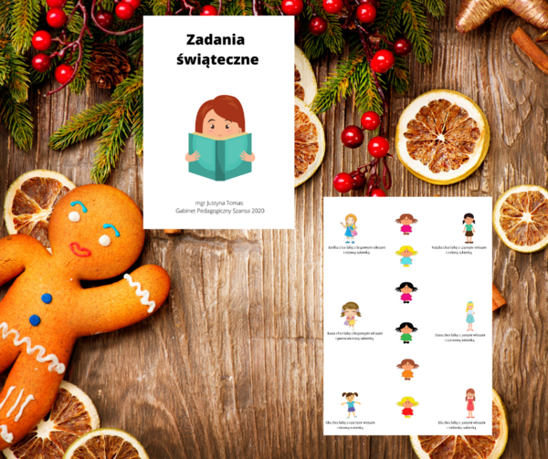 Zadania świąteczne - układanki lewopółkulowe, sekwencje, pamięć, koncentracja, motoryka mała