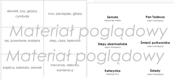 Gra w skojarzenia - Lektury Powtórka przed egzaminem