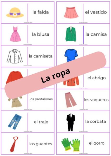 Domino ze słówkami - ubrania