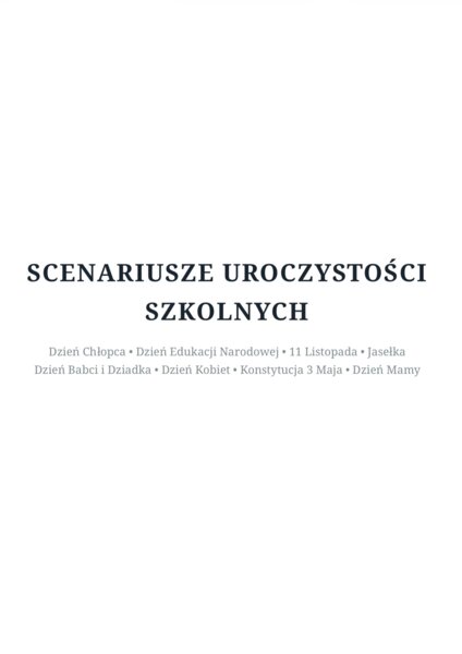 Zestaw scenariuszy dla klas 1-3 oraz przedszkolaków