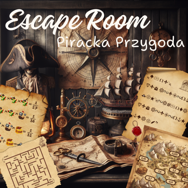 Piracki Escape Room, klasy 5-6 i 7-8, kolejność wykonywania działań, podzielność, porównywanie ułamków, działania pisemne, ułamki zwykłe i dziesiętne, koniec roku, początek roku, powrót do szkoły