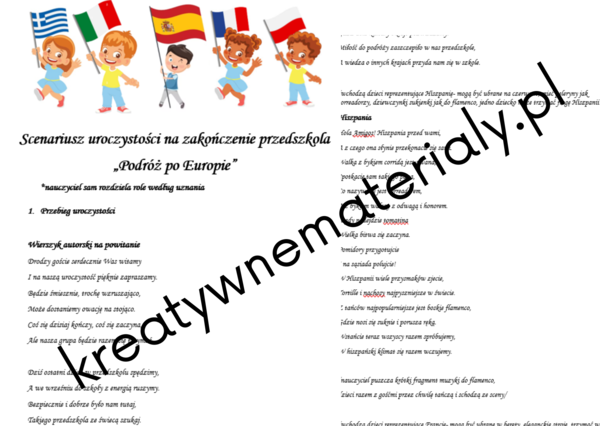 Scenariusz na Zakończenie Przedszkola "Podróż po Europie"