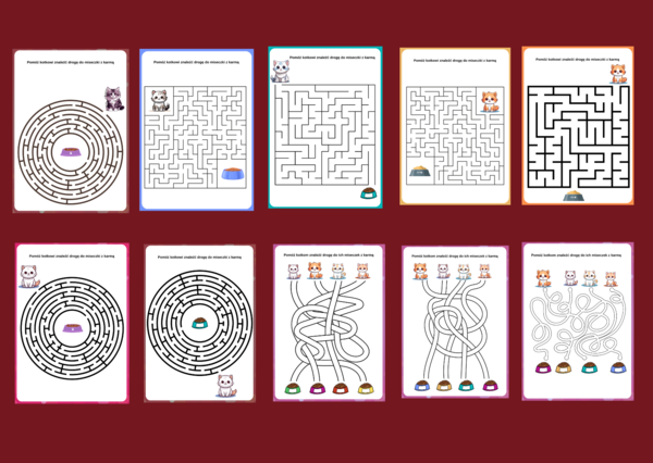🖤🐱DZIEŃ KOTA - labirynty - 10 wersji - Dzień Czarnego Kota