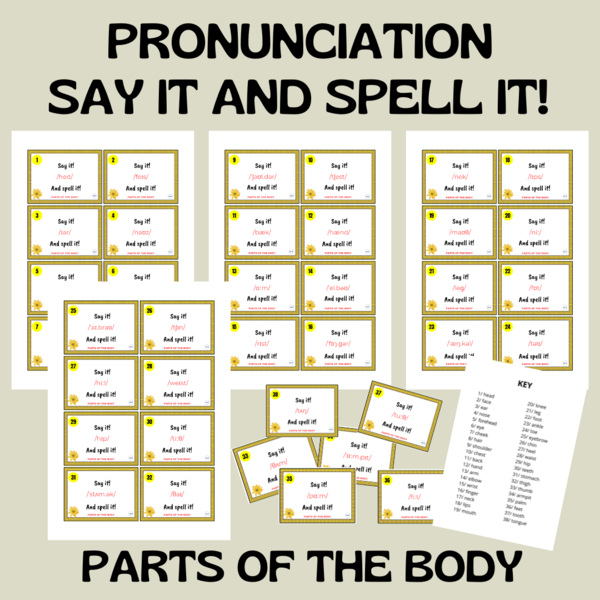 PARTS OF THE BODY PRONUNCIATION CARDS