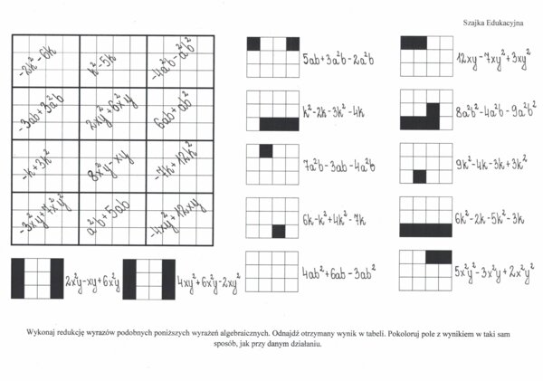 Matematyka. Zakodowane wyrażenia algebraiczne