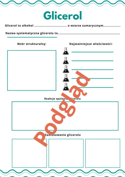 Alkohole - karty pracy/notatka