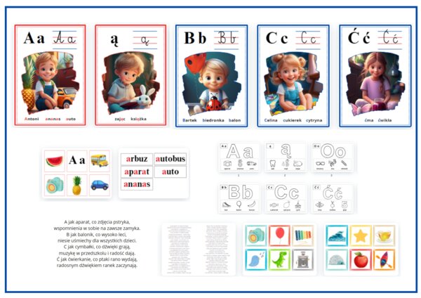 Litery - plansze pokazowe, karty pracy - do samodzielnego wydruku