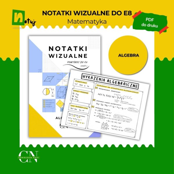 Notatki wizualne E8 Egzamin ósmoklasisty – Algebra