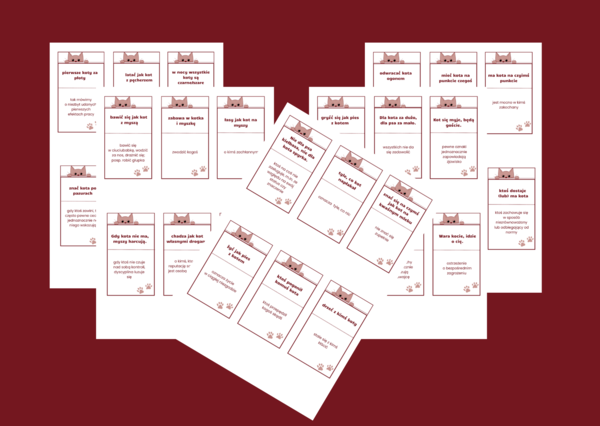 🖤🐱DZIEŃ KOTA - frazeologizmy - ZWIĄZKI FRAZEOLOGICZNE - przysłowia- fiszki – 30 szt. kl. 4-8 – egzamin – powtórzenie- ćwiczenia – frazeologizmy - Dzień Czarnego Kota