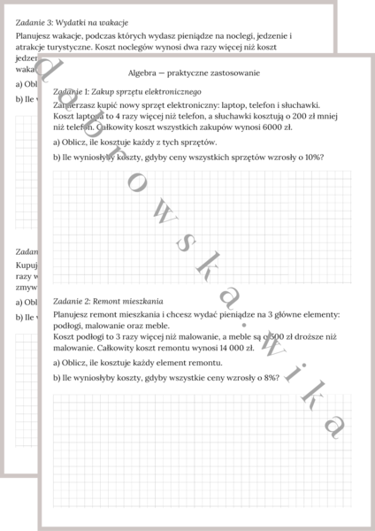 Algebra - praktyczne zastosowanie