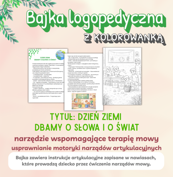 Bajka logopedyczna z kolorowanką – Dzień Ziemi – dbamy o słowa i o świat
