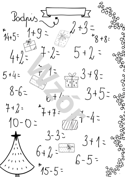 Świąteczne karty pracy z matematyki dla klasy I