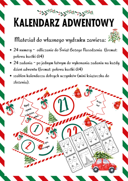 Kalendarz adwentowy + książeczka dobrych uczynków