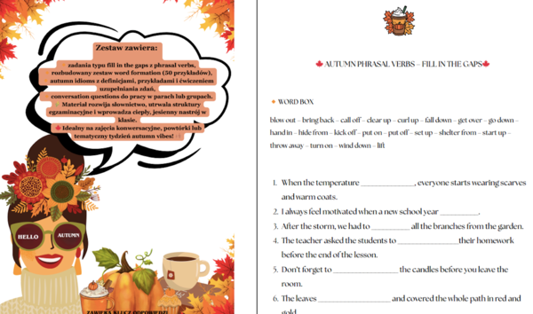 Autumn Use of English | Zestaw idealny dla maturzystów| WORDFORMATION| Phrasal verbs|IDIOMS| COnversation Questions