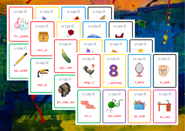 KARTY ORTOGRAFICZNE - U/Ó - 80 szt. - ortografia