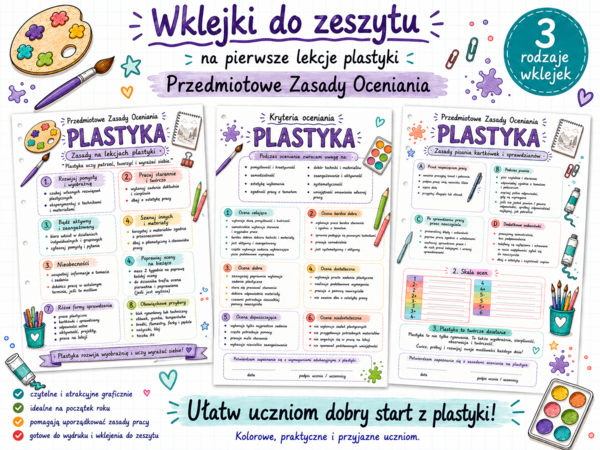 Przedmiotowe Zasady Oceniania – plastyka | kolorowe wklejki i materiały