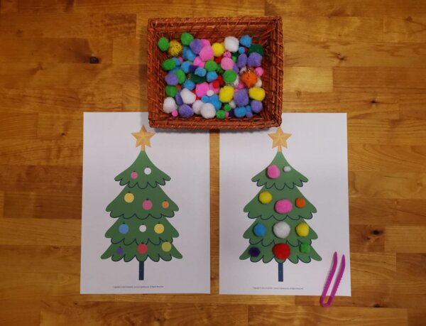 Układanka lewopółkulowa - Ubierz świąteczną choinkę