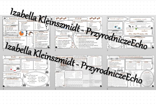 Zestaw sketchnotek – notatek do całego działu „Gazy i tlenki” wykonana w power point do edycji - wykonanych w power point do edycji. Chemia 7