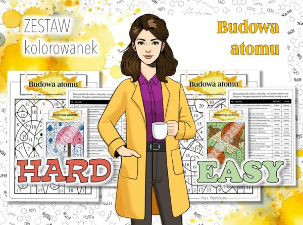 Klasa 7. Chemia. Budowa atomu. Chemiczna kolorowanka. ZESTAW - HARD i EASY. Jesienna karta pracy. Zadanie. Jesień. Pierwszy dzień jesieni.