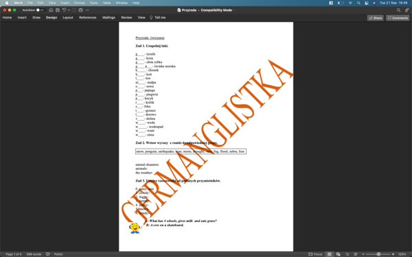 Przyroda - ćwiczenia powtórzeniowe dla ósmoklasistów i nie tylko