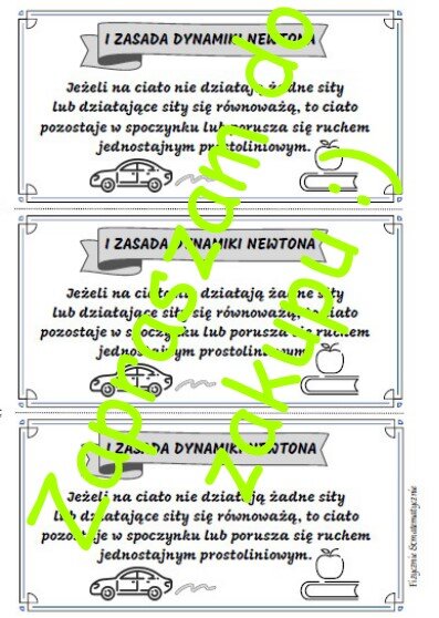 Pierwsza zasada dynamiki Newtona - wklejka do zeszytu